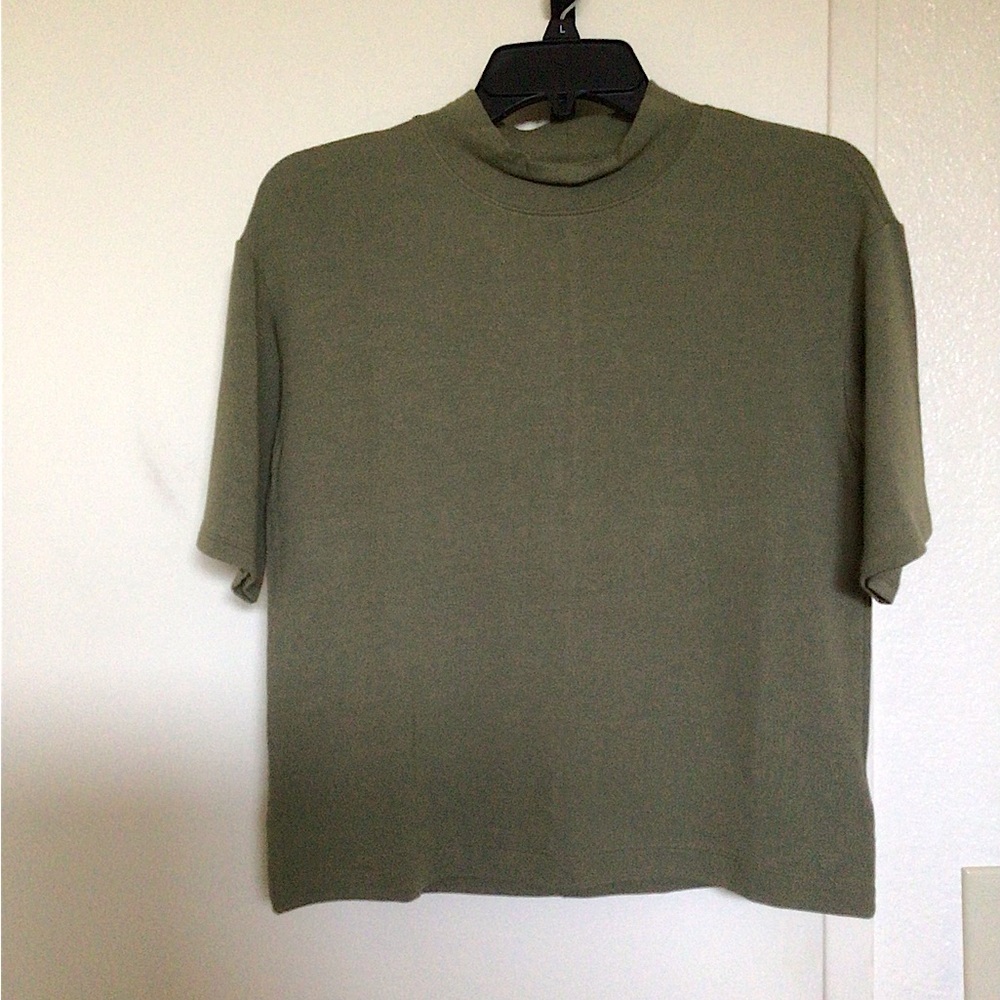 Sundry Olive Green Mock Neck Top